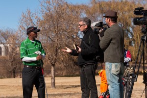 Interviewing Samuel on the Ventersdorp Golf Course. (Photo: Justin Keane)