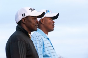 Monte and Samuel: two black golfers who've shared a remarkable journey. (Photo: Justin Keane)
